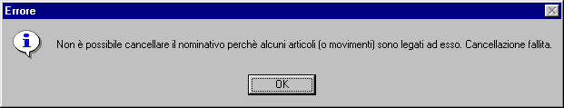 Errore cancellazione