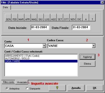 Filtri modalita' avanzata