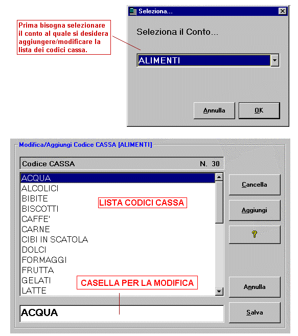 Gestione dei Codici Cassa